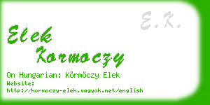 elek kormoczy business card